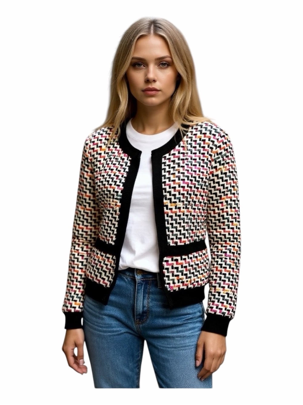 Diane Von Furstenberg DVF Alberta Tweed Jacket Blazer Multicolor Size 6